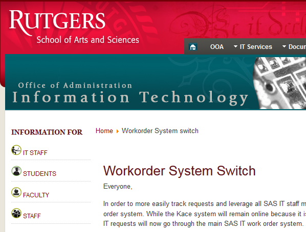 SAS IT workorder sys